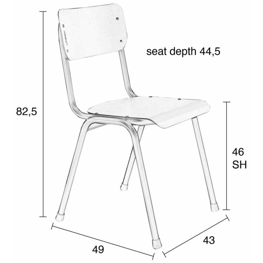 Zuiver Back To School Outdoor Chair - Black - Diagram