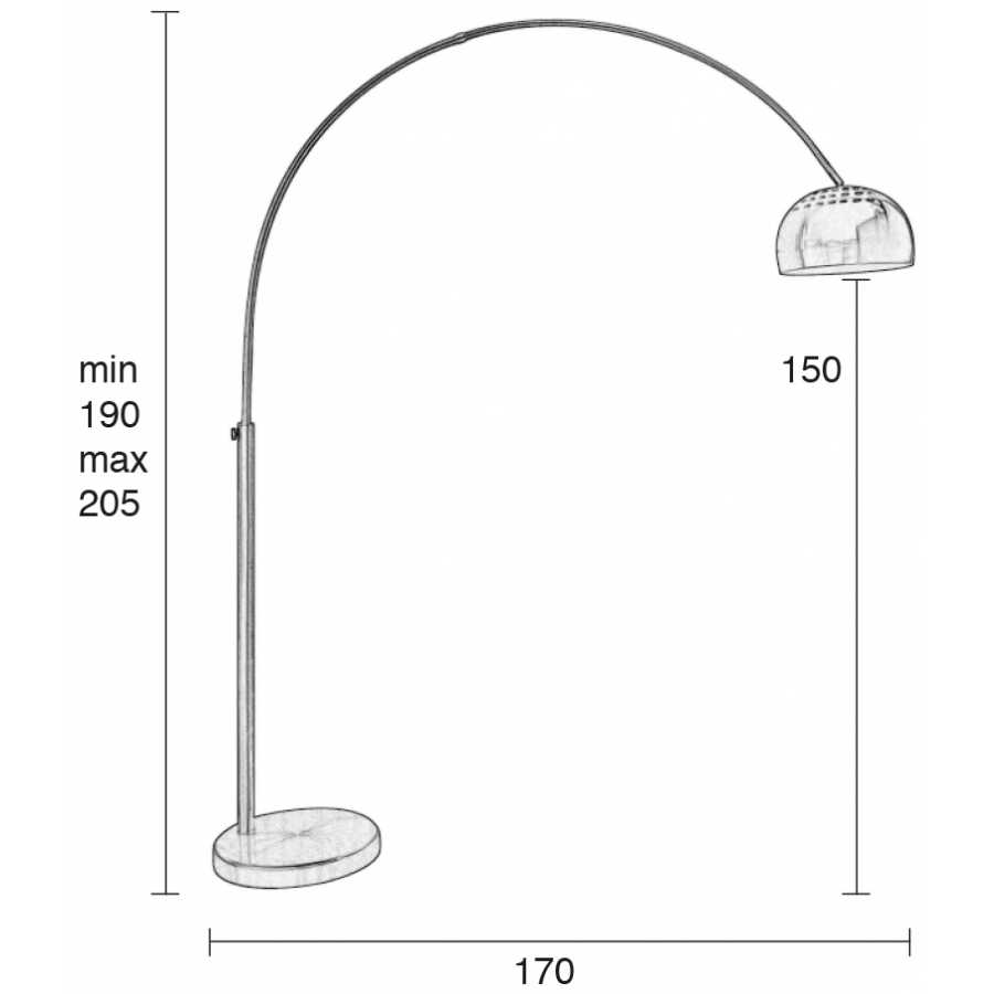 Zuiver Metal Bow Floor Lamp - Brass - Diagram