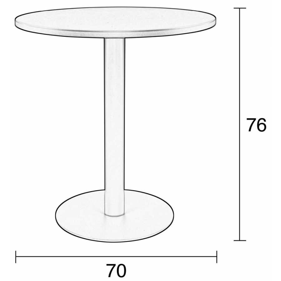 Zuiver Metsu Bistro Table - White - Diagram