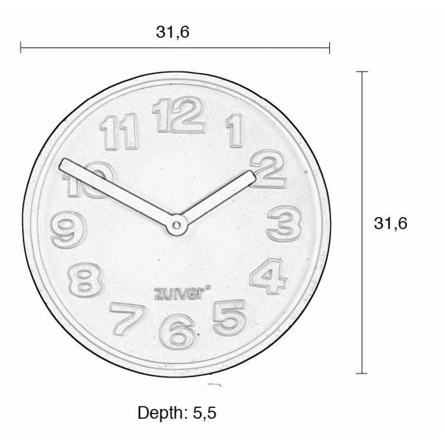 Zuiver Concrete Time Clock - Sizes in cm
